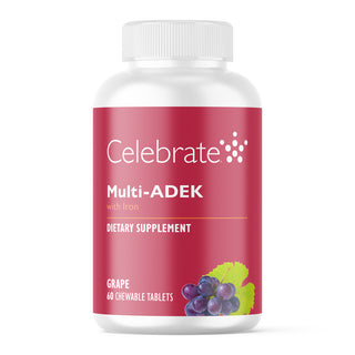 Vitamine Multi-ADEK avec 60mg Fer, A mâcher, Grape