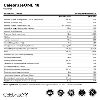 CelebrateONE 18 Once Daily Multivitamine Bariatique avec Fer Capsules 