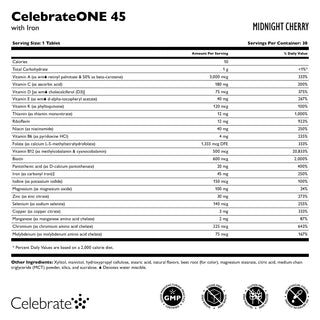 CelebrateONE 45 Multivitamine bariatrique à prendre une fois par jour avec Fer, A mâcher