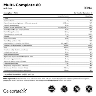 Multi-Complete 60 Multivitamine bariatrique avec Fer, A mâcher, Tropical