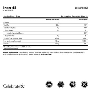 Fer 45 mg + Vitamine C Pâte à mâcher 