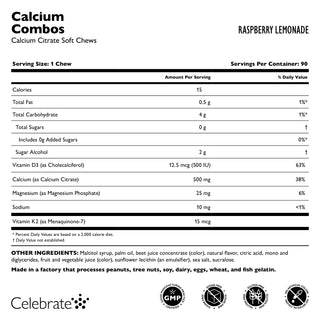 Calcium Combinaisons de citrates, Pâte à mâcher