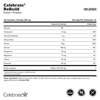 Celebrate® ReBuild Protéine + Probiotique, poudre