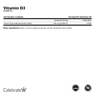 Capsules de Vitamine D3 625mcg (25.000 UI) 