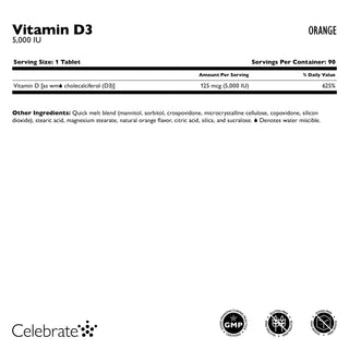 Vitamine D3 125mcg (5.000 UI) Quick-Melt, Orange 