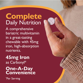 CelebrateONE 45 Multivitamine bariatrique à prendre une fois par jour avec Fer, A mâcher