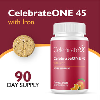 CelebrateONE 45 Multivitamine bariatrique à prendre une fois par jour avec Fer, A mâcher