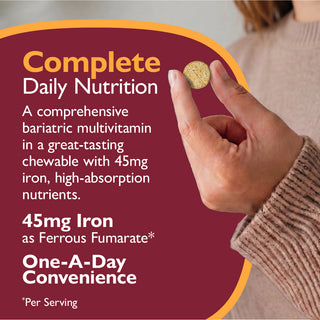 CelebrateONE 45 Multivitamine bariatrique à prendre une fois par jour avec Fer, A mâcher