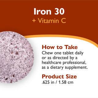 Fer 30 mg + Vitamine C, A mâcher, Grape 