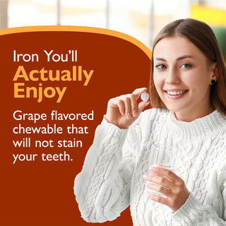 Fer 30 mg + Vitamine C, A mâcher, Grape 