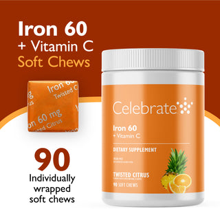 Fer 60 mg + Vitamine C, Pâte à mâcher, Twisted Citrus